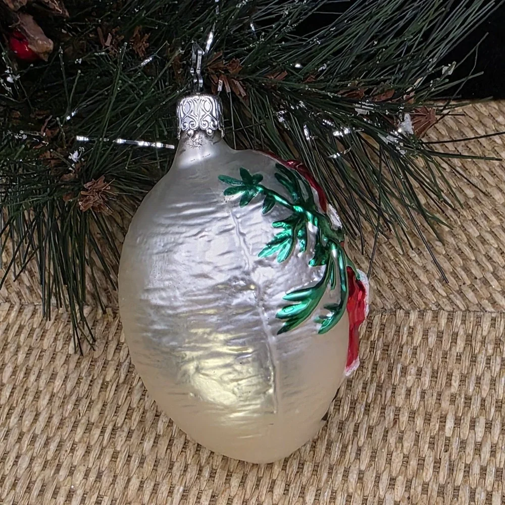 VTG West Germany‎ Blown Glass Santa Egg Christmas Ornament 4